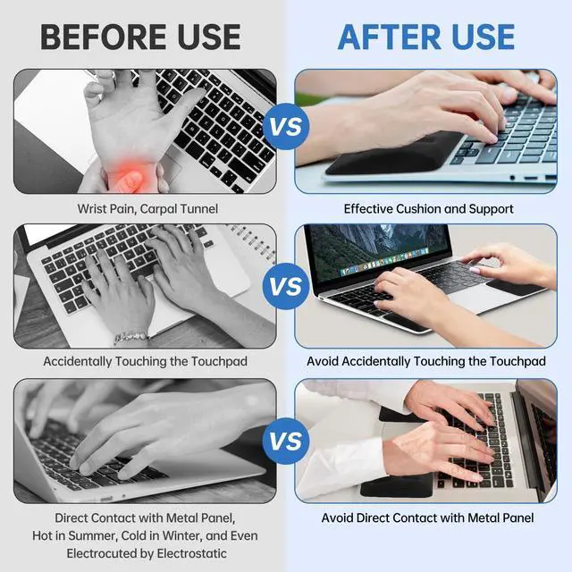 Alt view image 5 of 6 - Upgraded Wrist Rest for Laptop, Ergonomic Memory Foam Laptop Wrist Pads for Computer Keyboard, Wrist Support Cushion for Typing (Black)