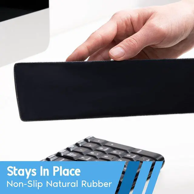 Alt view image 4 of 7 - Memory Foam Keyboard Wrist Rest - Pain-Reducing, Non-Slip Rubber Base Wrists Rest Support - Cooling Ergonomic Laptop & Computer Keyboard Pad for Long Hours of Work, Studying, Gaming - Black