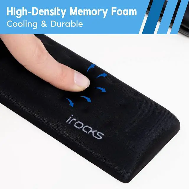 Alt view image 5 of 7 - Memory Foam Keyboard Wrist Rest - Pain-Reducing, Non-Slip Rubber Base Wrists Rest Support - Cooling Ergonomic Laptop & Computer Keyboard Pad for Long Hours of Work, Studying, Gaming - Black