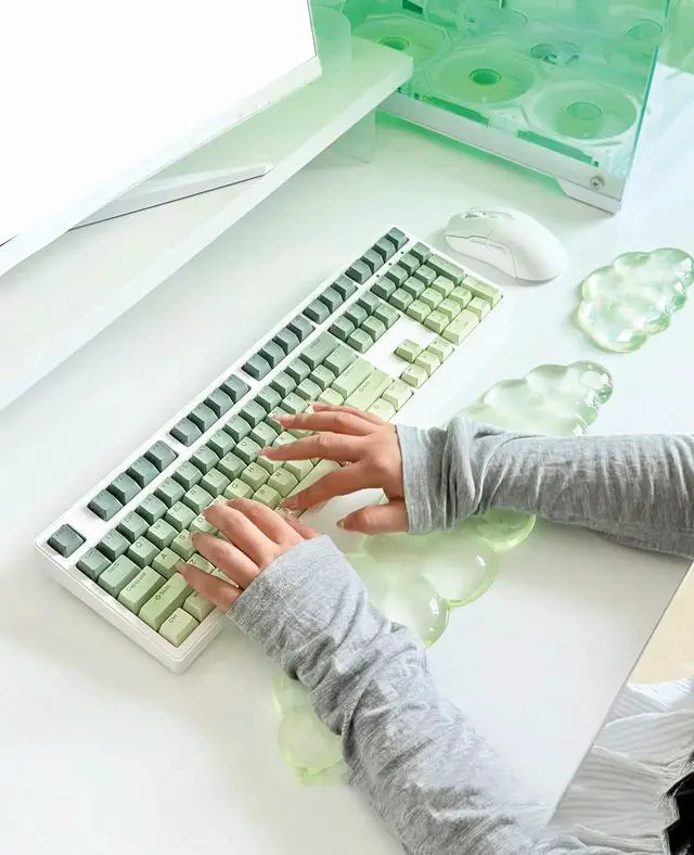 Alt view image 2 of 7 - Mouse Pad with Wrist Rest, Soft Cloud Gel Keyboard Mouse Pad Set with Hand Wrist Support, Cute Non Slip Office Desk Accessories for Comfort/Pain Relief/Computer/Laptop (Green Cloud)
