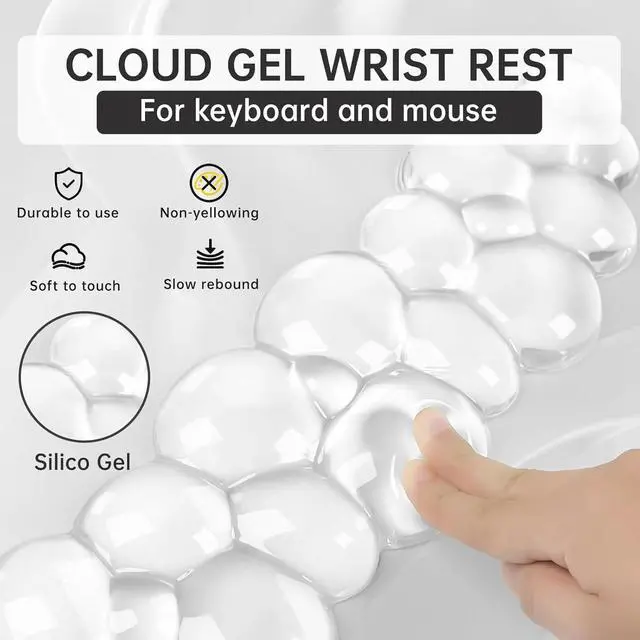 Alt view image 7 of 7 - Mouse Pad with Wrist Rest, Soft Cloud Gel Keyboard Mouse Pad Set with Hand Wrist Support, Cute Non Slip Office Desk Accessories for Comfort/Pain Relief/Computer/Laptop (Green Cloud)