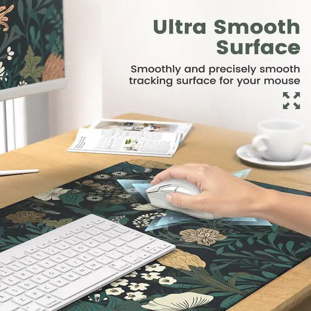 Alt view image 6 of 7 - Desk Cover Mat, 4in1 Floral Large Mouse Pad with Wrist Rest, Desk Matt for Desktop, Anti-Slip XXL Big Computer Ergonomic Mousepad with Wrist Support for Keyboard and Mouse (Weeds)