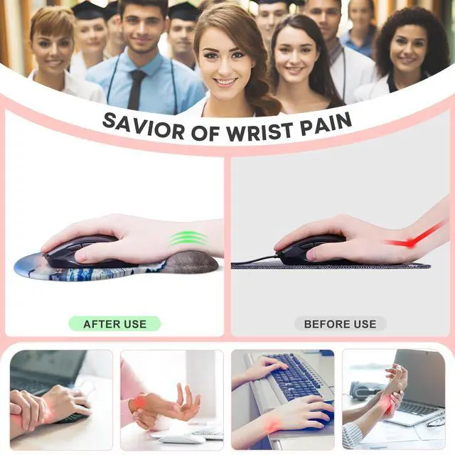 Alt view image 3 of 7 - Ergonomic Mouse Pad with Gel Wrist Rest 2 Pack, Portable Small Beach