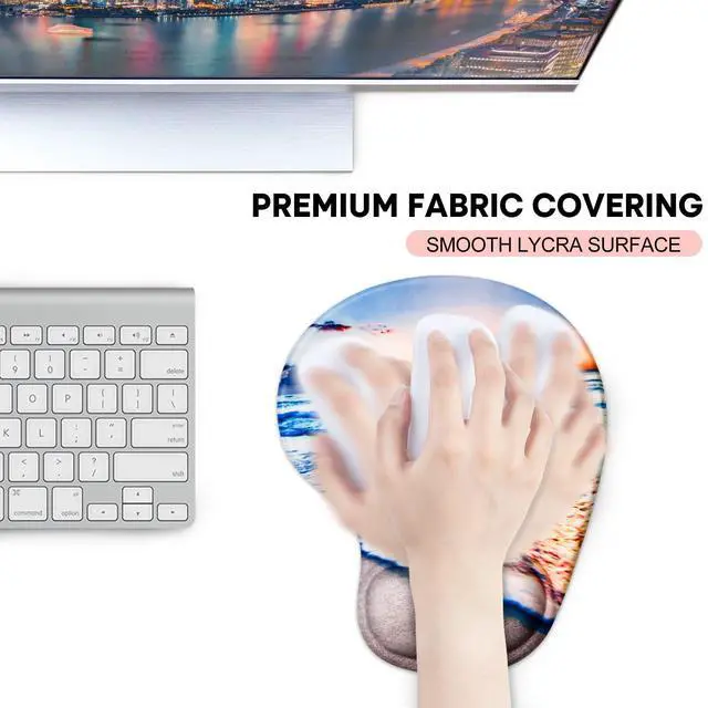 Alt view image 6 of 7 - Ergonomic Mouse Pad with Gel Wrist Rest 2 Pack, Portable Small Beach