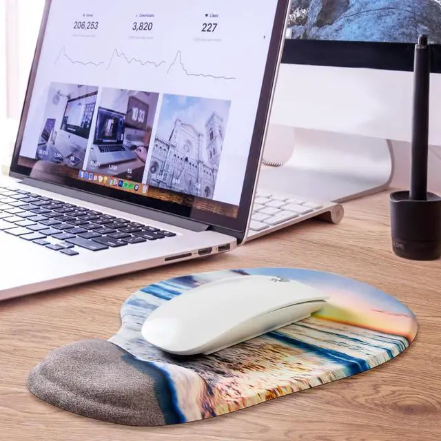 Alt view image 7 of 7 - Ergonomic Mouse Pad with Gel Wrist Rest 2 Pack, Portable Small Beach