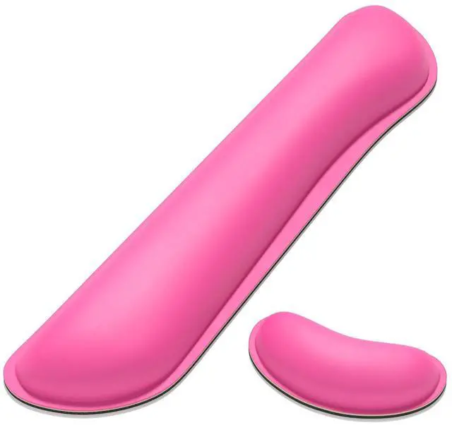 Main image of Keyboard Wrist Rest Set, Cute PU Leather Wrist Cushion for Computer Keyboard and Mousepad, Memory Foam Mouse Pad Rests Support with Non-Slip Base for Typing Pain Relief, Laptop, Hot Pink