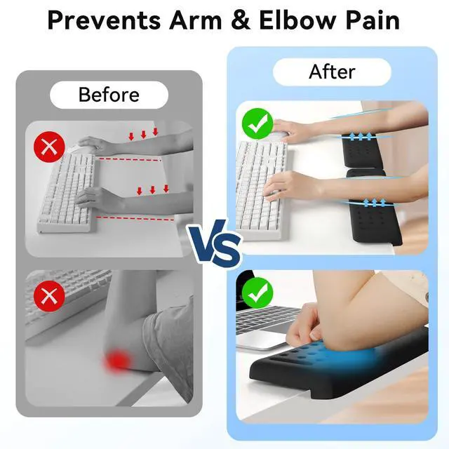 Alt view image 2 of 7 - Desk Elbow Pad for Desk, 2-Pack Elbow Rest, Black