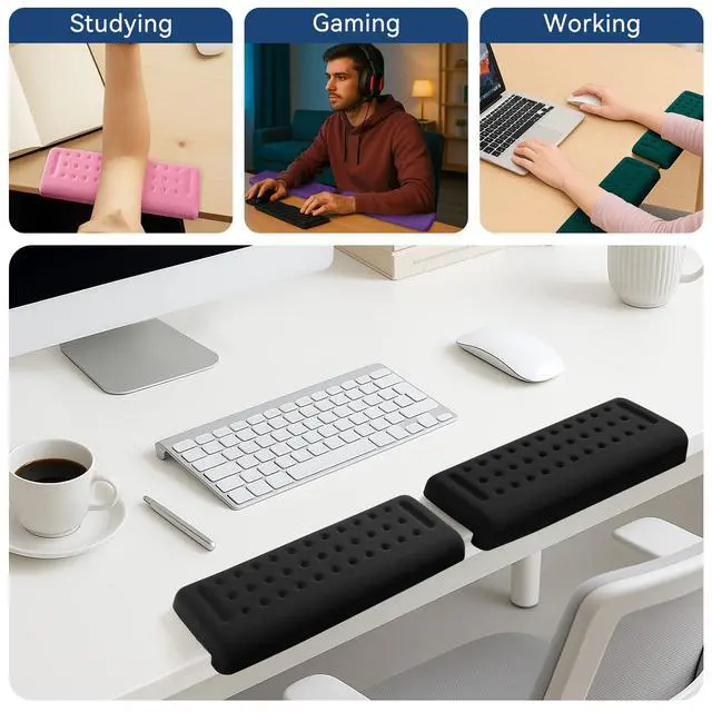 Alt view image 6 of 7 - Desk Elbow Pad for Desk, 2-Pack Elbow Rest, Black