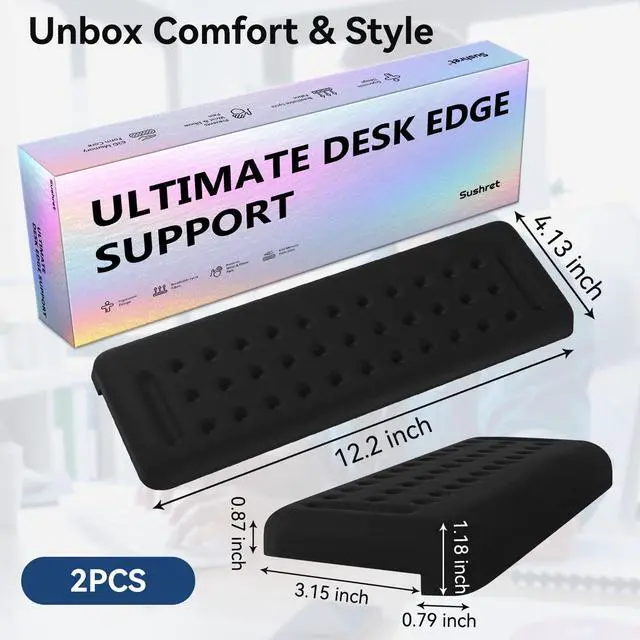 Alt view image 7 of 7 - Desk Elbow Pad for Desk, 2-Pack Elbow Rest, Black
