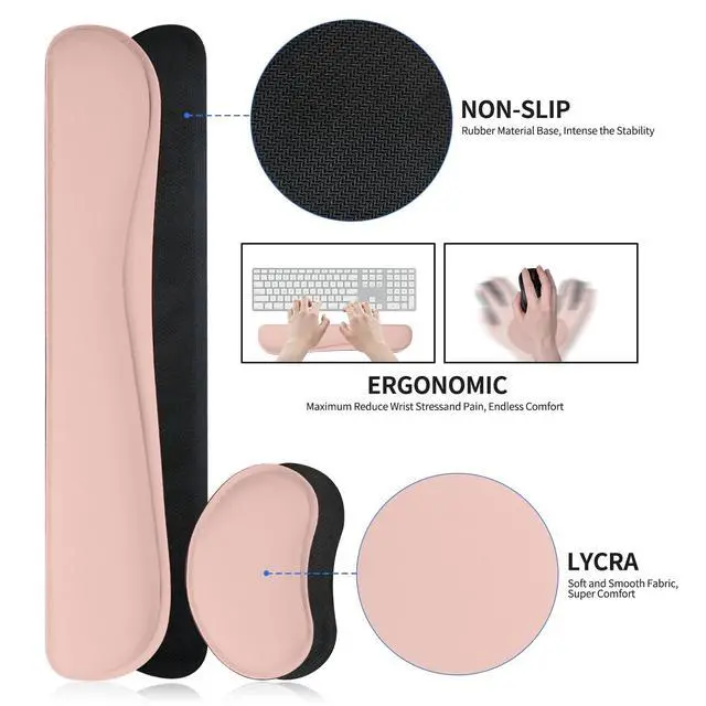 Alt view image 4 of 7 - Desk Mat Set,3-in-1 Mouse Pad with Wrist Rest and Keyboard Pad
