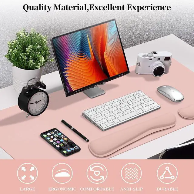Alt view image 2 of 7 - Desk Mat Set,3-in-1 Mouse Pad with Wrist Rest and Keyboard Pad