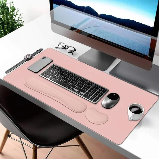 Alt view image 7 of 7 - Desk Mat Set,3-in-1 Mouse Pad with Wrist Rest and Keyboard Pad