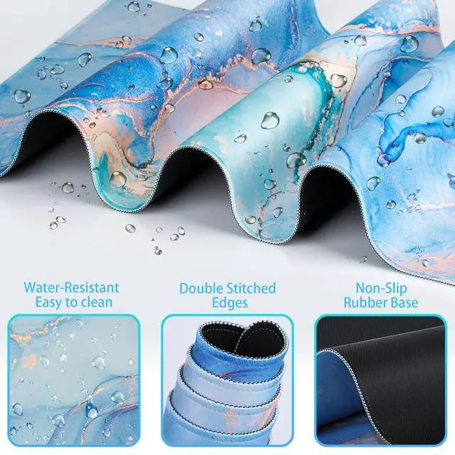 Alt view image 5 of 7 - 4 in1 Desk Mat Blue, Large Gaming Mouse Pad with Wrist Rest,