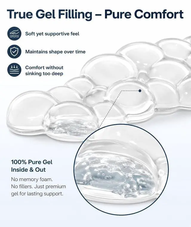 Alt view image 3 of 7 - Ergonomic Gel Keyboard Wrist Rest Set, Soft Gel Palm Rest for Keyboard and Mouse, Clear Wrist Support Pad for Typing and Gaming Pain Relief, Non-Slip Base for Computer Laptop (Cloud)