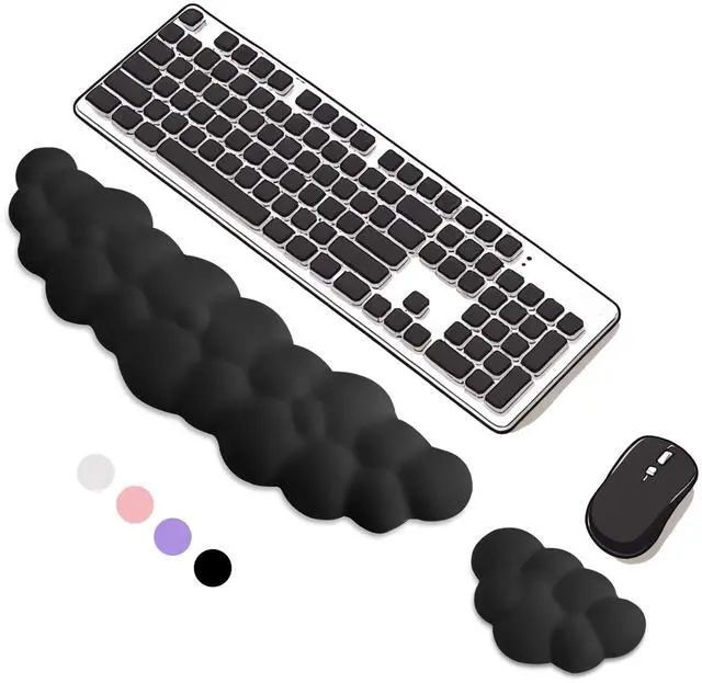 Main image of Keyboard Wrist Rest Mouse Wrist Support Set, Cloud Keybroad Wrist Rest Pad with Non-Slip PU Base, Memory Foam Wrist Rest for Pain Relief Computer Laptop Gaming Home Office, Black