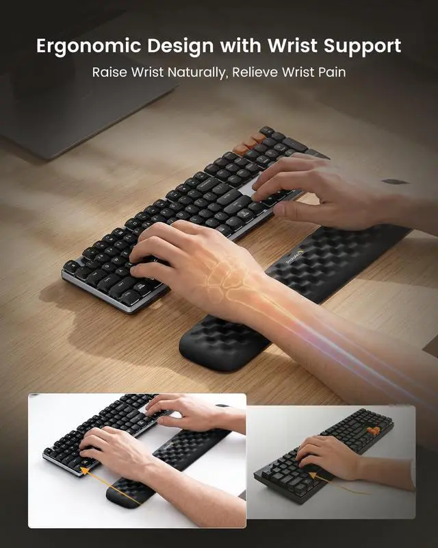 Alt view image 2 of 6 - Ergonomic Wrist Rest for Keyboard with Lycra Surface, Black
