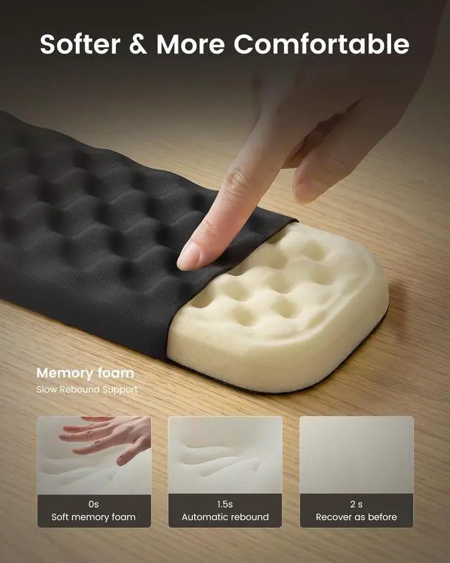 Alt view image 3 of 6 - Ergonomic Wrist Rest for Keyboard with Lycra Surface, Black