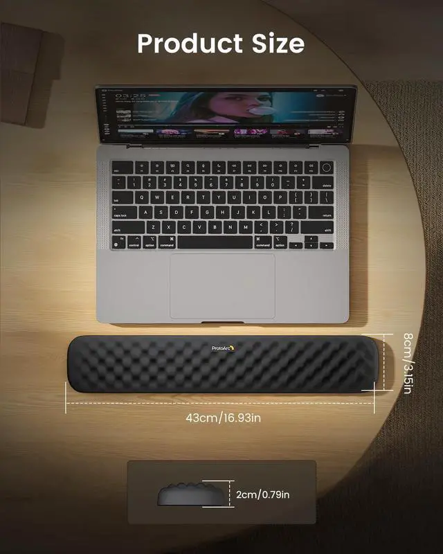 Alt view image 5 of 6 - Ergonomic Wrist Rest for Keyboard with Lycra Surface, Black