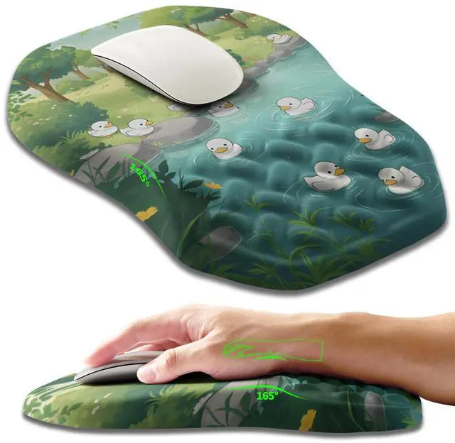 Main image of Ergonomic Slope Mouse Pad Wrist Support, Wrist Rest Mousepad for Carpal Tunnel Pain Relief with Massage Bulge and Slow Rebound Memory Foam (12x8 inch, Cute Ducks)