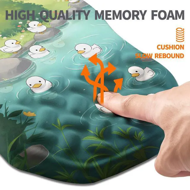 Alt view image 3 of 6 - Ergonomic Slope Mouse Pad Wrist Support, Wrist Rest Mousepad for Carpal Tunnel Pain Relief with Massage Bulge and Slow Rebound Memory Foam (12x8 inch, Cute Ducks)