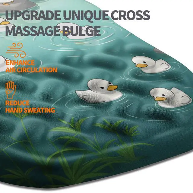 Alt view image 4 of 6 - Ergonomic Slope Mouse Pad Wrist Support, Wrist Rest Mousepad for Carpal Tunnel Pain Relief with Massage Bulge and Slow Rebound Memory Foam (12x8 inch, Cute Ducks)
