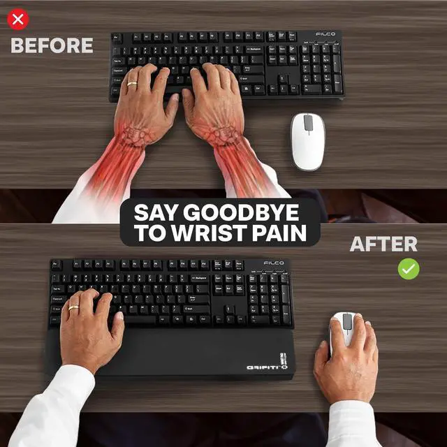 Alt view image 3 of 7 - Wrist Pad 14 X 4 X 0.75 Inch Computer Keyboard Rest Support for Tenkeyless Ergonomic Gaming Wrists Rests Pads - Desk Keyboards Resting Accessories for Carpal Tunnel (Black Nylon)