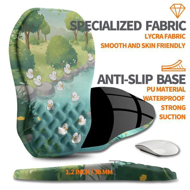 Alt view image 6 of 6 - Ergonomic Slope Mouse Pad Wrist Support, Wrist Rest Mousepad for Carpal Tunnel Pain Relief with Massage Bulge and Slow Rebound Memory Foam (12x8 inch, Cute Ducks)