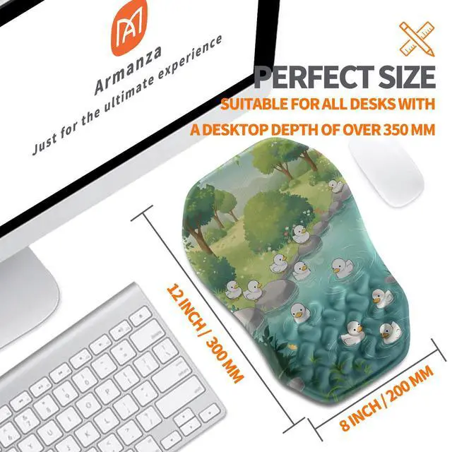 Alt view image 5 of 6 - Ergonomic Slope Mouse Pad Wrist Support, Wrist Rest Mousepad for Carpal Tunnel Pain Relief with Massage Bulge and Slow Rebound Memory Foam (12x8 inch, Cute Ducks)