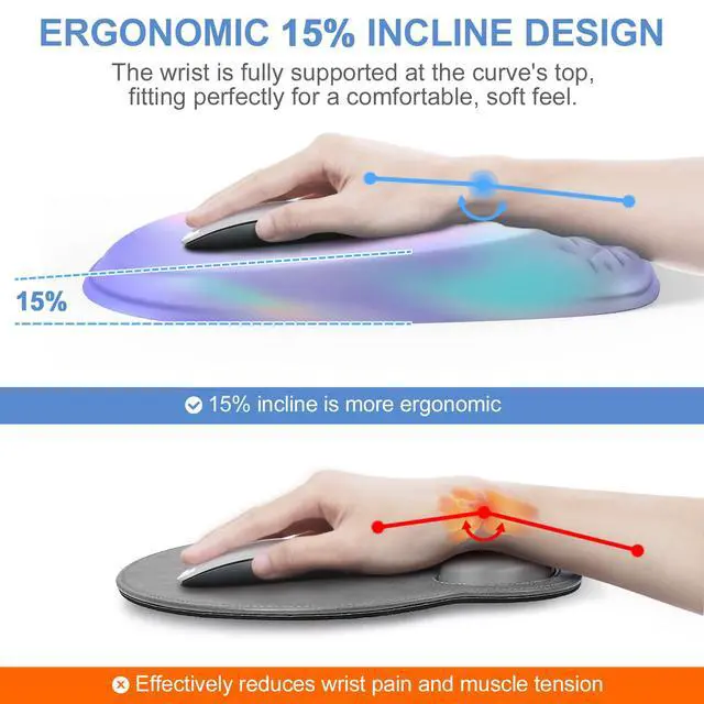 Alt view image 2 of 7 - Ergonomic Mouse Pad with Wrist Rest, Memory Foam Support for Office