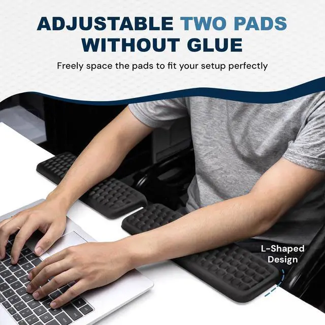 Alt view image 2 of 7 - Memory Foam Desk Edge Cushion (2-Pack), Non-Slip PU Cover