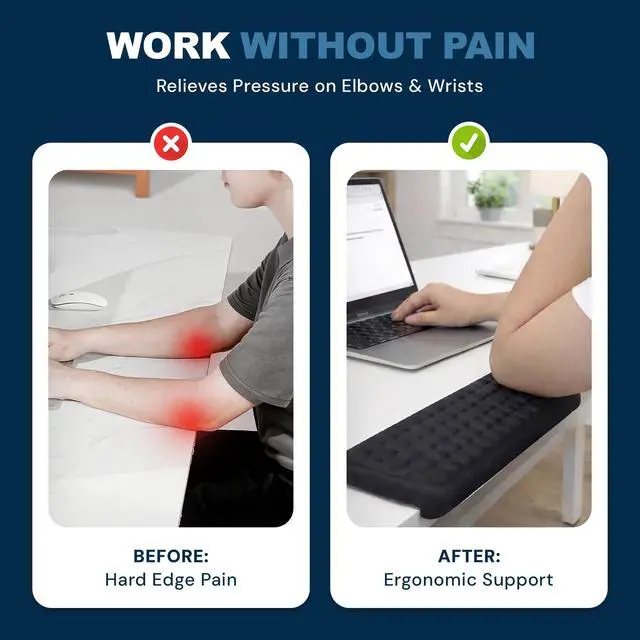 Alt view image 3 of 7 - Memory Foam Desk Edge Cushion (2-Pack), Non-Slip PU Cover