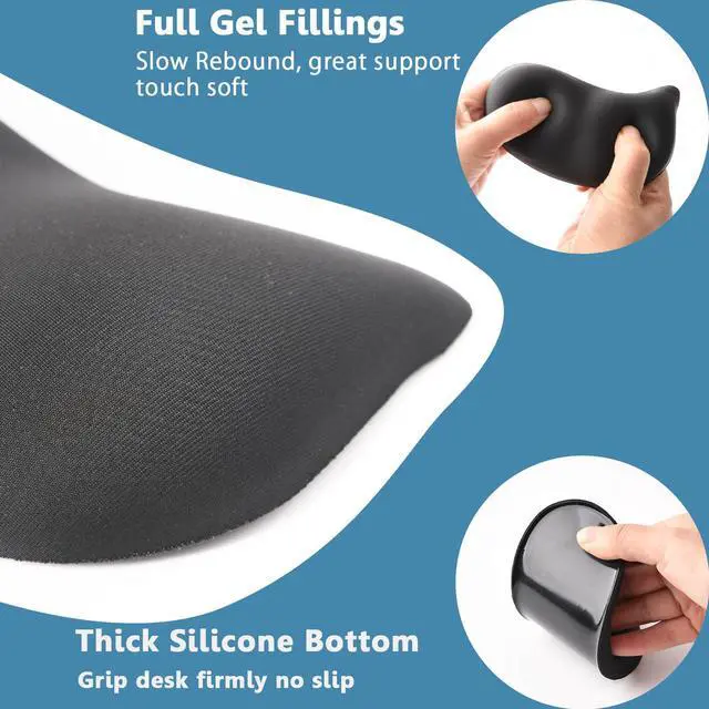 Alt view image 2 of 7 - Ergonomic Mouse Wrist Rest Pad, Small Gel Mouse Keyboard Support Cushion Non-Slip Base, for Easy Typing and Wrist Pain Relief Office Computer, Laptop, PC Gaming (Black)
