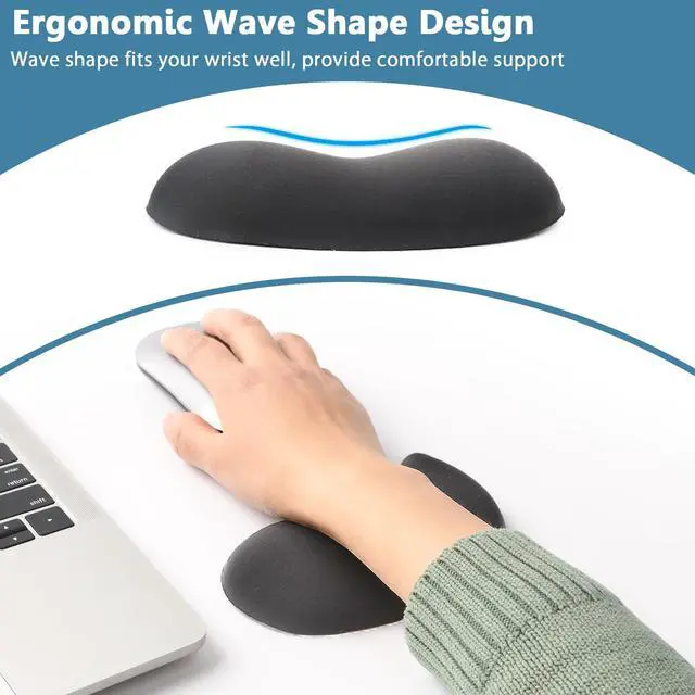 Alt view image 3 of 7 - Ergonomic Mouse Wrist Rest Pad, Small Gel Mouse Keyboard Support Cushion Non-Slip Base, for Easy Typing and Wrist Pain Relief Office Computer, Laptop, PC Gaming (Black)
