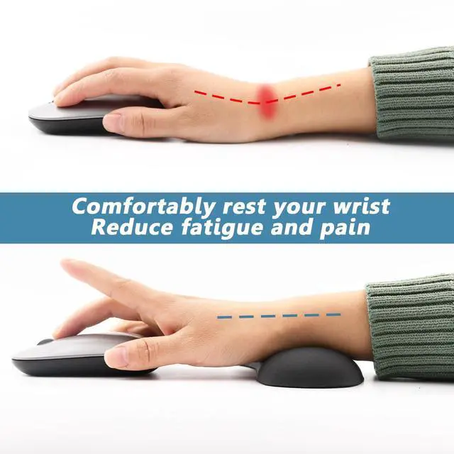 Alt view image 4 of 7 - Ergonomic Mouse Wrist Rest Pad, Small Gel Mouse Keyboard Support Cushion Non-Slip Base, for Easy Typing and Wrist Pain Relief Office Computer, Laptop, PC Gaming (Black)