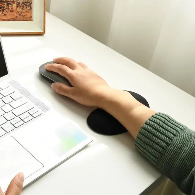 Alt view image 6 of 7 - Ergonomic Mouse Wrist Rest Pad, Small Gel Mouse Keyboard Support Cushion Non-Slip Base, for Easy Typing and Wrist Pain Relief Office Computer, Laptop, PC Gaming (Black)