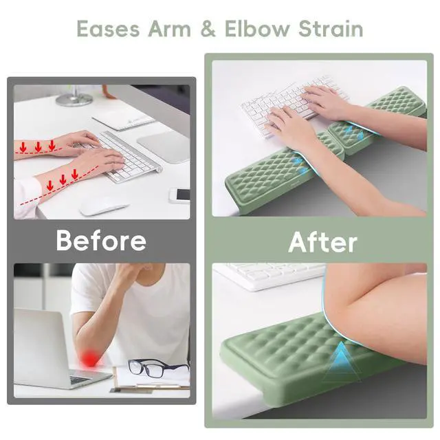 Alt view image 3 of 7 - Arm Rest for Desk, L-Shaped Desk Elbow Pad for Desk, Antique Green