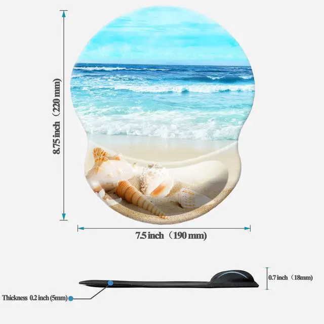 Alt view image 2 of 7 - Mouse Pad with Wrist Support, Non Slip Mousepad Wrist Rest for Office, Computer, Laptop & Mac-Comfortable & Lightweight Ergonomic Support Mouse Mat(DL-Beach)