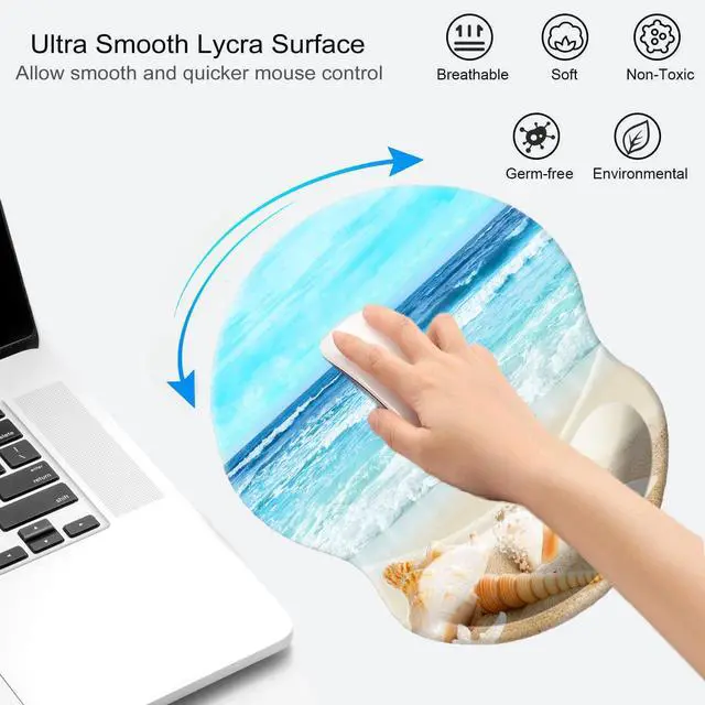 Alt view image 3 of 7 - Mouse Pad with Wrist Support, Non Slip Mousepad Wrist Rest for Office, Computer, Laptop & Mac-Comfortable & Lightweight Ergonomic Support Mouse Mat(DL-Beach)