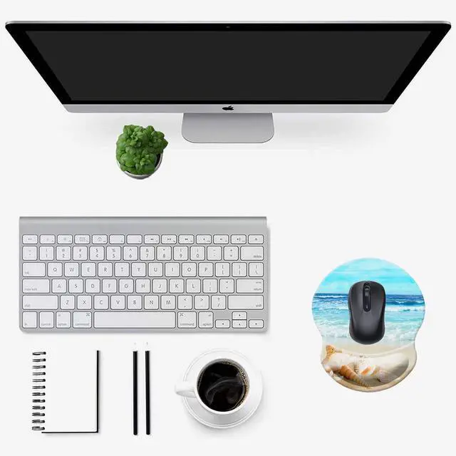 Alt view image 7 of 7 - Mouse Pad with Wrist Support, Non Slip Mousepad Wrist Rest for Office, Computer, Laptop & Mac-Comfortable & Lightweight Ergonomic Support Mouse Mat(DL-Beach)