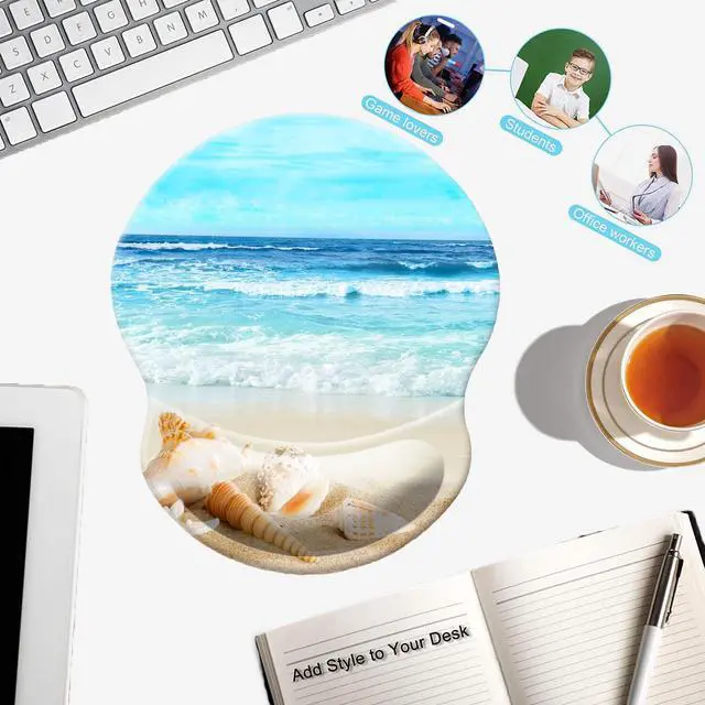 Alt view image 6 of 7 - Mouse Pad with Wrist Support, Non Slip Mousepad Wrist Rest for Office, Computer, Laptop & Mac-Comfortable & Lightweight Ergonomic Support Mouse Mat(DL-Beach)
