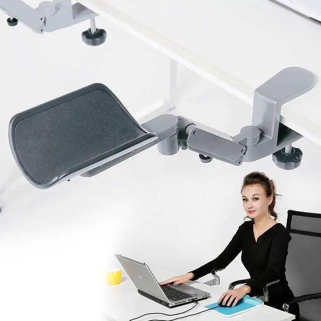 Main image of Ergonomic Arm Support for Desk Office Rotating Mouse Arm Rest Mouse Pad Clamp-On Mouse Shelf Desk Hand Rest for Computer Table Arm Support Mouse Pad Tray