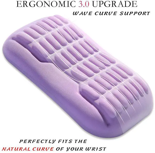 Alt view image 2 of 7 - Ergonomic Mouse Wrist Rest,Latest 3.0 Wave Curve Design,High-Resilience Memory Foam Non-Slip Base,Reduces Wrist Fatigue,Ideal for Office Gaming & Long Hours of Use(Lavender)