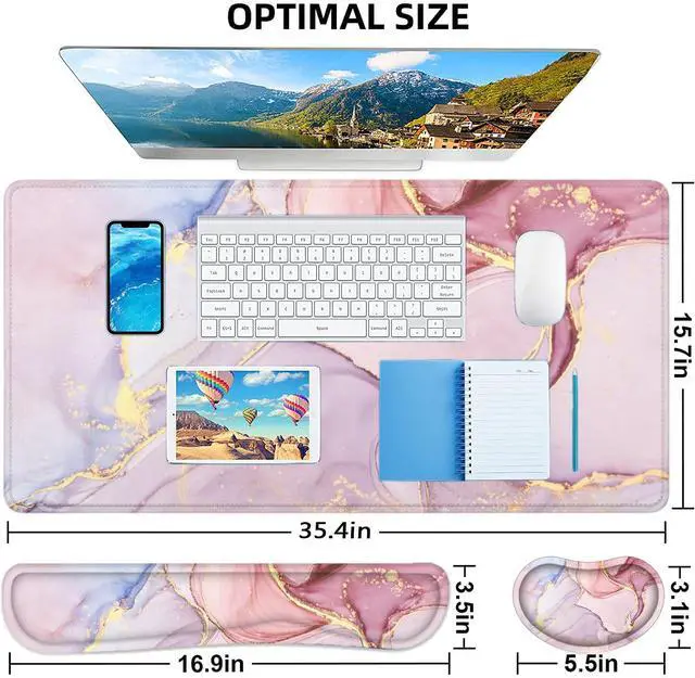Alt view image 3 of 7 - Large Mouse Pad with Wrist Rest, 4-in-1 Wrist Rest for Keyboard and Mouse