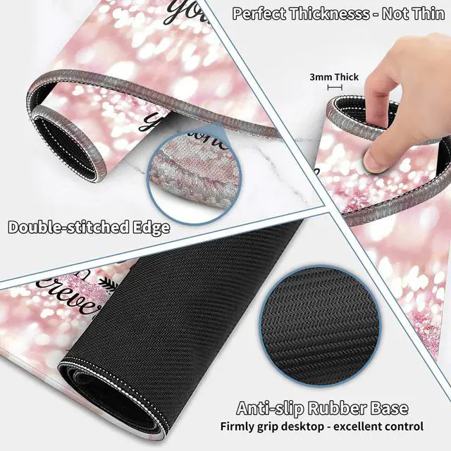 Alt view image 4 of 7 - Large Gaming Mouse Pad Set 35.4 x 15.7 with Keyboard Wrist Rest, Wrist Support, and Coaster Memory Foam Smooth Desk Pad Mousepad for Home Office School - Quote Bible