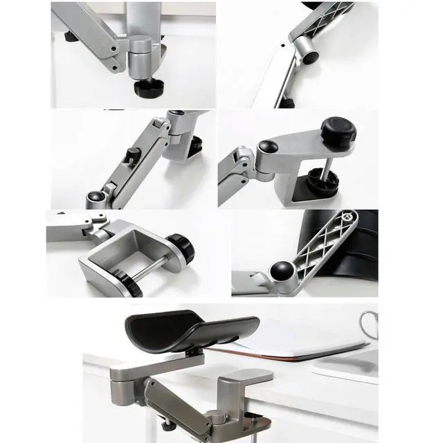 Alt view image 6 of 7 - Ergonomic Arm Rest for Desk Rotating Computer Arm Support Clamp On Office Elbow Rest Arm Support Shelf Hand Rest 360 Degrees Rotatable Desk Tray