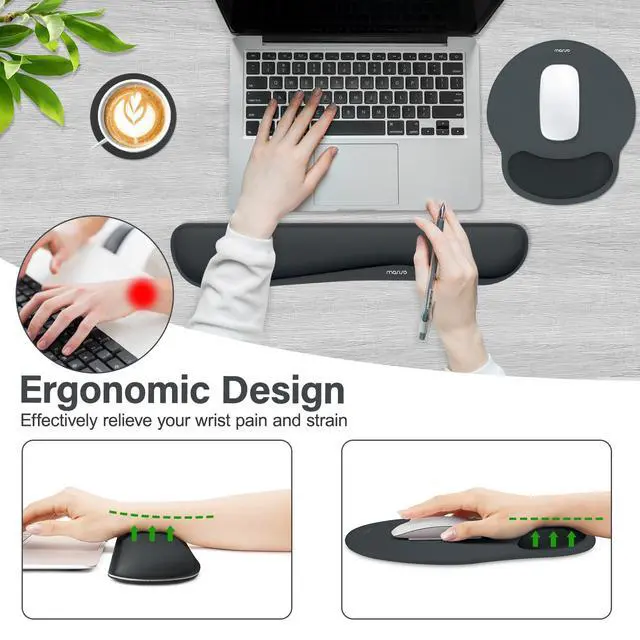 Alt view image 3 of 7 - Wrist Rest Support for Mouse Pad&Keyboard Set, Slate Gray