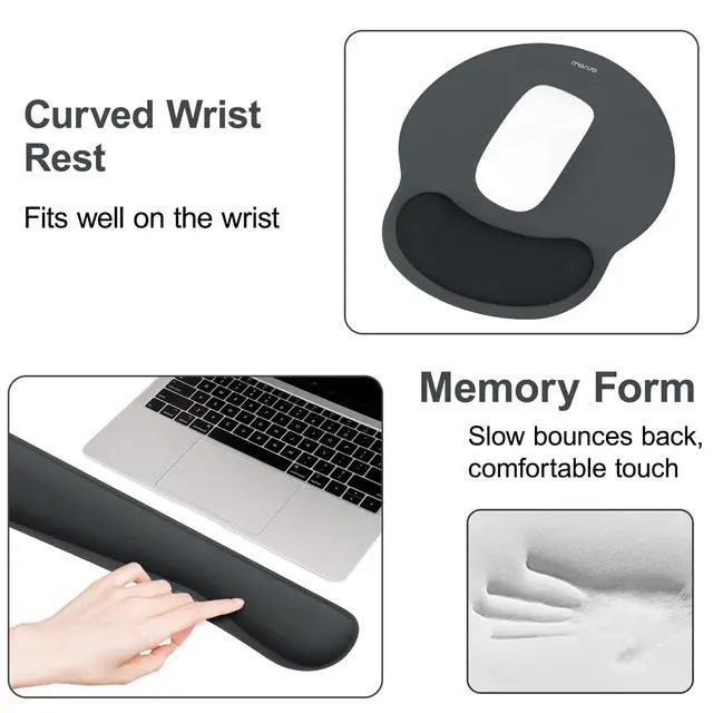 Alt view image 5 of 7 - Wrist Rest Support for Mouse Pad&Keyboard Set, Slate Gray