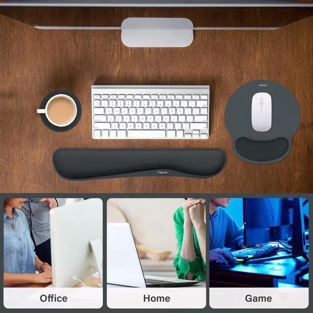 Alt view image 6 of 7 - Wrist Rest Support for Mouse Pad&Keyboard Set, Slate Gray