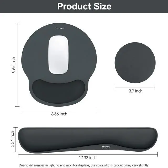 Alt view image 7 of 7 - Wrist Rest Support for Mouse Pad&Keyboard Set, Slate Gray