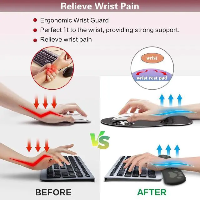 Alt view image 5 of 7 - Funny Cat XXL Mouse Pad Set, Keyboard Wrist Rest Support, 35.4x15.7 in
